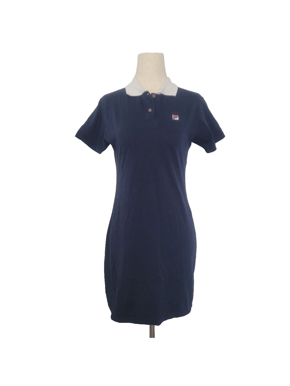Vintage 90's FILA Polo Shirt Dress Size M Navy Preppy Tennis Schoolgirl Logo